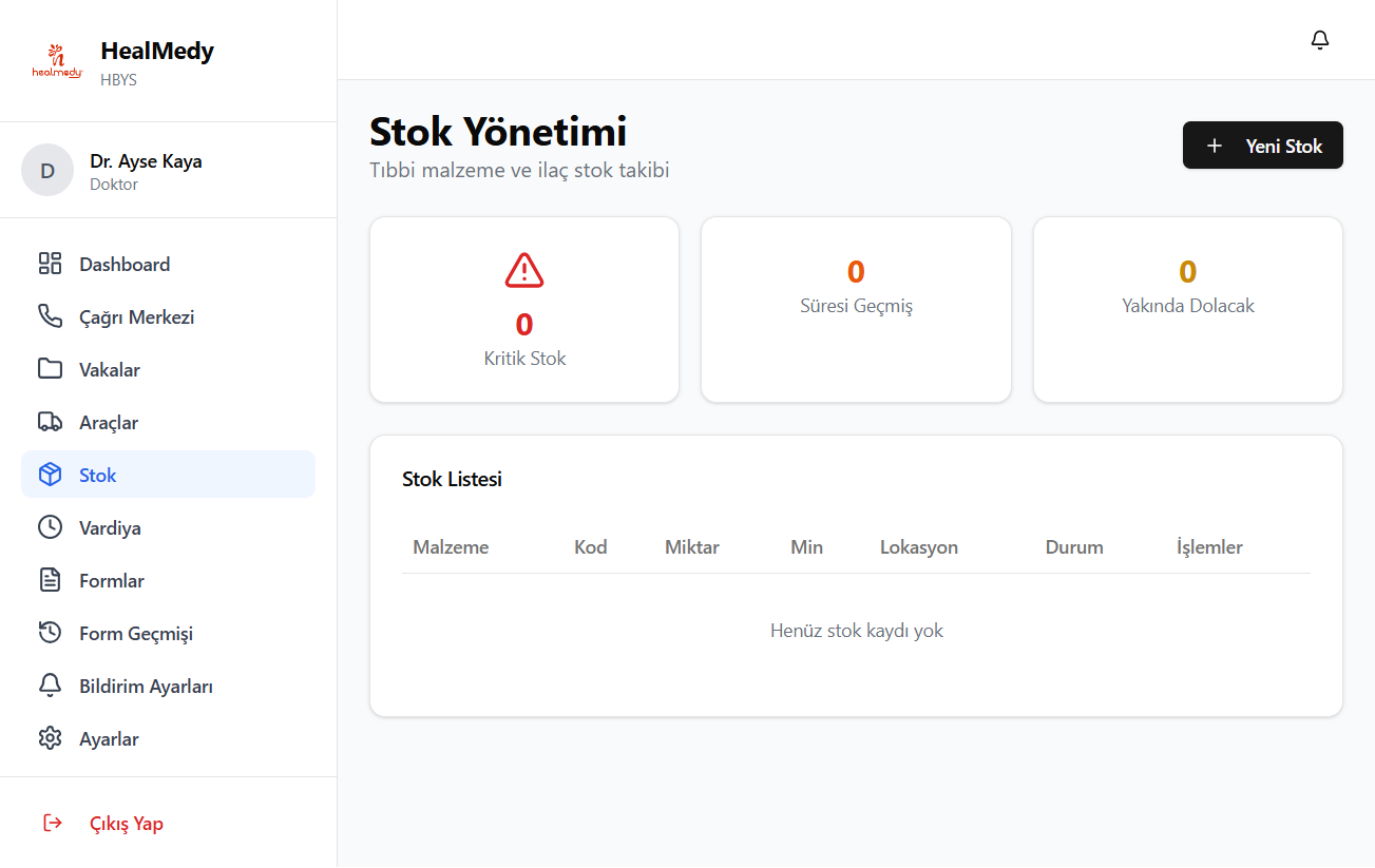 Stok Yönetimi Ekranı